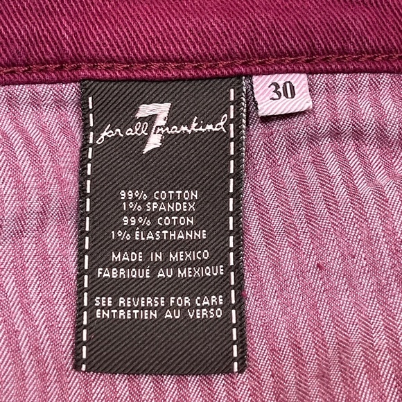 7 for All Mankind Women's Cropped Denim Jeans Skinny Midrise Maroon - Picture 7 of 11